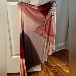 Fendi Asymmetrical Skirt in Red and Cream